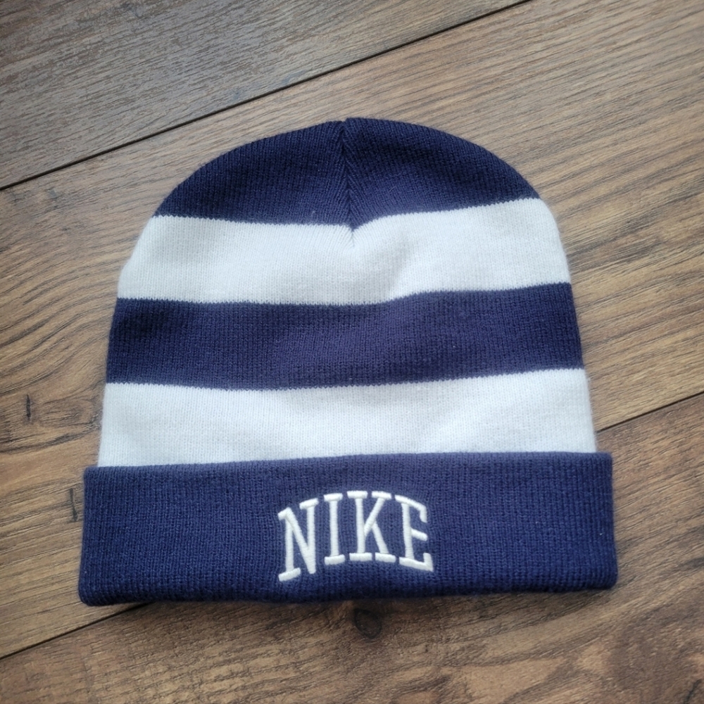 Nike Navy And White Kids Unisex Taboggan Beanie Hat